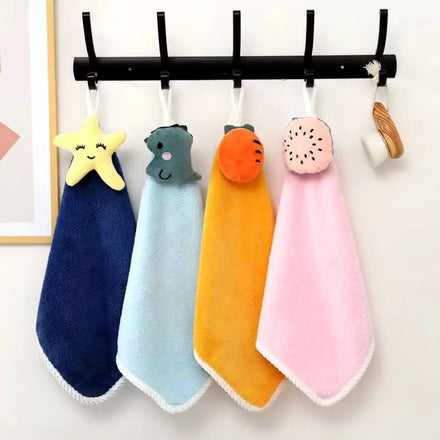 Wholesale Coral Velvet Small square Cleaning Cloth Microfiber Good Water Absorption Cartoon Pattern Kitchen Dish Hand Towel