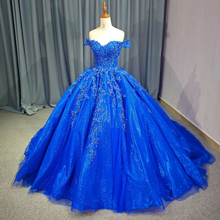 Jancember 9953 Glitter Royal Blue Lace-up Sequins Quinceanera Dresses for Women