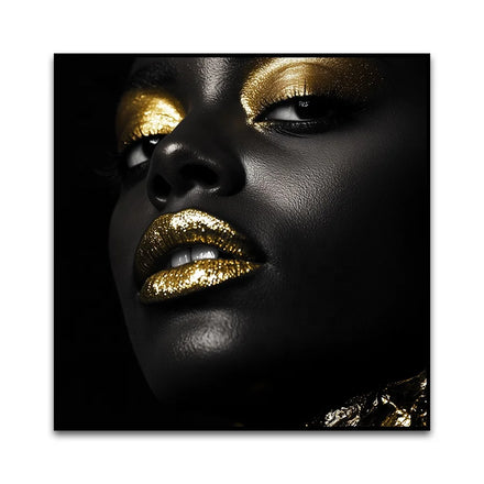 Wholesale Modern Home Hot Selling Golden Wall Painting Girls African Black Woman Canvas Art Prints for Interior Design Projects