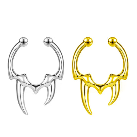 Fashion F136 Titanium Punk Punch Free Nose Ring Hinged Septum & Ear Cartilage Piercings Gold Plated with Zircon Main Stone