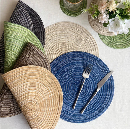 Nordic Style Cotton Yarn Placemat Round Ramie Woven coaster Insulation Plate Decoration Home Anti-scalding Pad