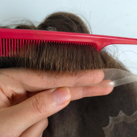 Q6 PU Thin Skin Fine Swiss Lace Base Natural Indian Human Hair Men Male Toupee With Front Bleached