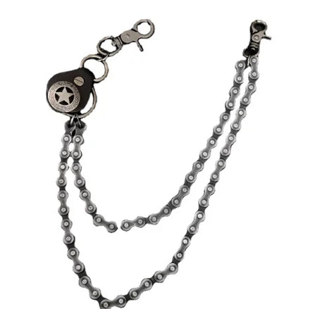 Men Trousers Metal Retro Five-pointed Star Chain Hip-hop Punk Style Pants Waist Belt Key Money Clip Chain Trendy Accessories