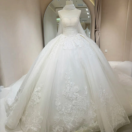 Jancember DW0078 Boho Strapless Empire Puffy Wedding Long Dresses With Scarf