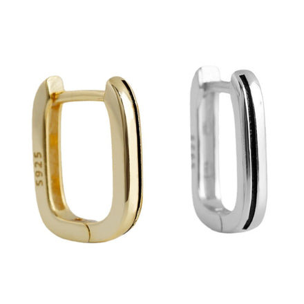 EH1568 Vintage Minimalist Punk 925 Sterling Silver Gold Plated Square Huggie Design Hoop Earrings for Men Women Fine Jewelry
