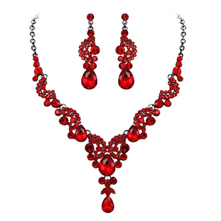 Crystal Alloy Bridal Necklace Earring Set