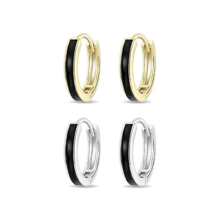EH1570 925 Sterling Silver 1Pair Small Rhodium Plated Hoop Earrings Hypoallergenic Set for Women Men's Wedding Party Great Gift
