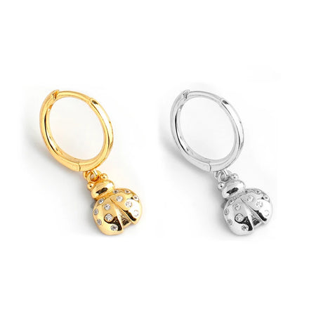 EH1040 Fashion Hanging Earrings Zircon Seven-spotted Ladybug Pendant Drop Ear Bone Trendy Female Jewelry Hoop Earring for Women
