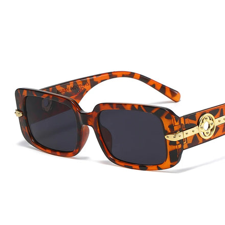 Fashionable Retro Metal Decorated Small Frame UV400 Lenses Available in Black Personalized Square Sunglasses for Unisex Use