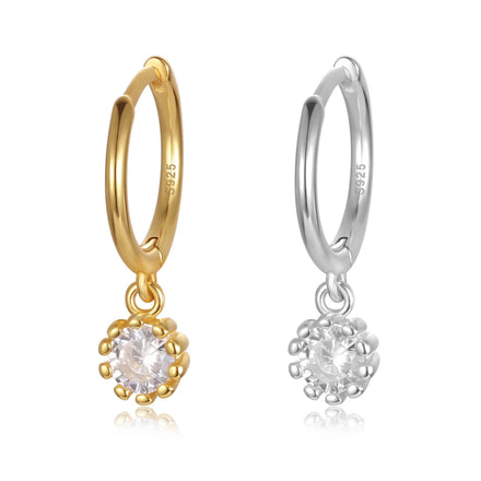 EH1029 925 Sterling Silver Fashion Hoop Earrings White Crystal Luxury Women's Silver Earrings Wedding Women's Jewelry Gift