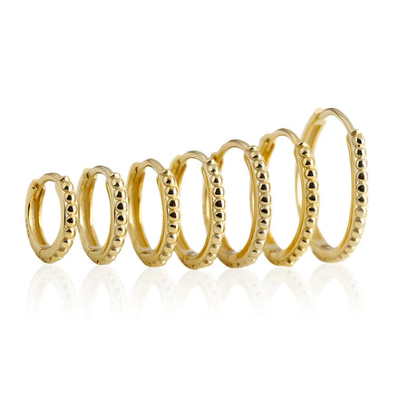 EH1563 Minimalist 925 Sterling Silver Wave Point Round Ball Bead Fine Jewelry Hoop Earrings for Women Gold Plated