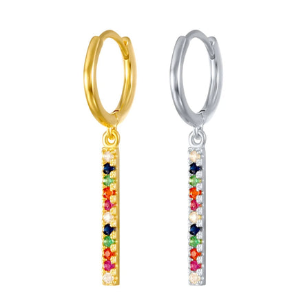 EH1095 925 Sterling Silver Ear Buckles Fashion Drop Earrings Colorful Crystal Pendants Gold Earring Luxury Women's Jewelry Gift