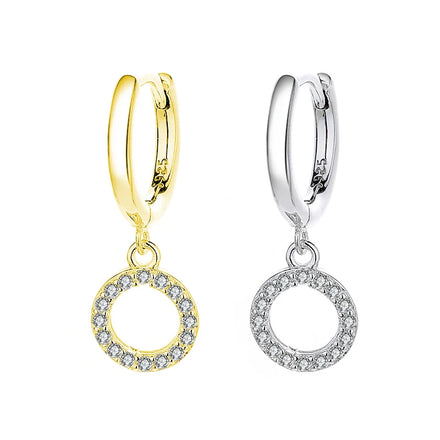 EH1065 925 Sterling Silver Hoop Earrings for Women Girls Theme Party Decoration Novel Round Cubic Zirconia Earrings