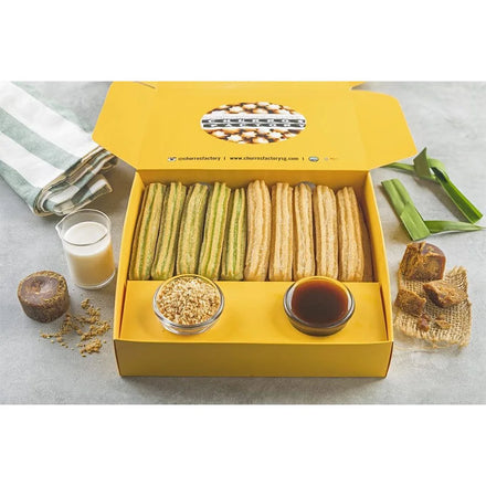 Eco Friendly Bakery Packaging Crepe Mini Pancakes Cake Waffle Pastry Paper Churros Box Packaging with Dip Cup Holder