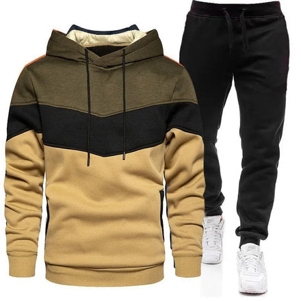 OEM Custom logo Embroidery Printed Design Casual Sports Hooded Sweatshirt Suit Fleece Contrast Color Sweatshirt Sweatpants