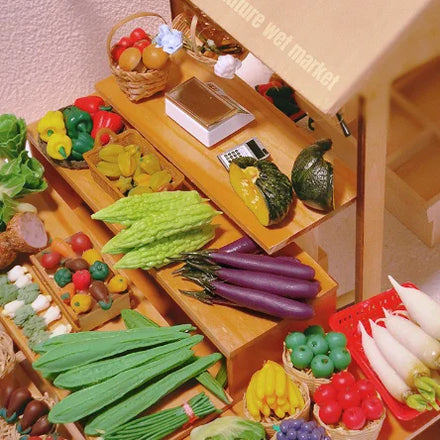 1/6 1/12Doll House Simulation Miniature Mini Bitter Gourd Pumpkin Eggplant and Loofah Model Decor Shooting Props Vegetable Toys