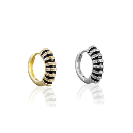 EH1566 Fashion Jewelry 925 Sterling Silver Round Oil Drip Enamel Glaze Diamond Zircon Gold Plated Hoop Earring Jewelry for Women