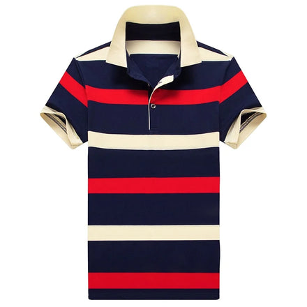 Oem Customized logo Design Fashion 2024 Men's Men's Striped Embroidery Reverse Collar Half Sleeve Top Trend Polo Shirt