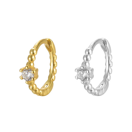 EH1564 925 Sterling Silver Needle White Small Hoop Earrings Fashion Cartilage Piercing Jewelry Rhodium Zircon Wedding Gift for