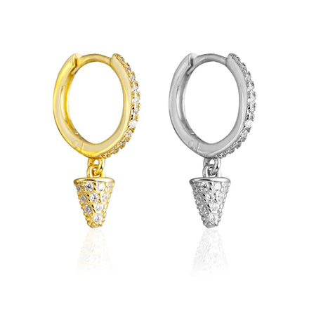 EH1577 Silver Gold Color Hoop Earring Trendy Punk Hip Hop Rivet Ear Rings for Women Gothic Party Jewelry Pendientes