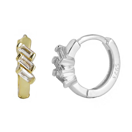 EH1584 Minimalist 925 Sterling Silver Crystal Fine Jewelry Small Tiny Fashion Zircon Cartilage Charm Hoop Earring for Women
