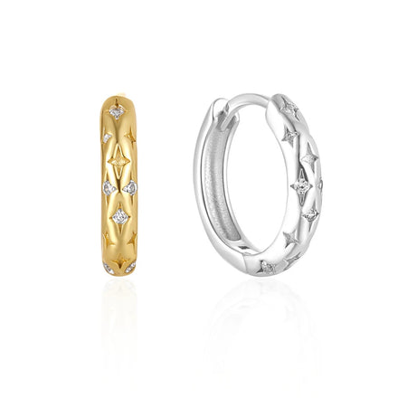 EH1592 Trendy Zircon 925 Sterling Silver Gold Plated Cartilage Piercing Hoop Earrings for Women Fine Jewelry Pendiente