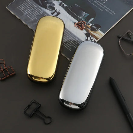 Simple Luxury Electroplated Tinplate Metal Eyeglasses Cases Pressure Resistant Lightweight Gold Silver Glasses case Portable