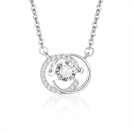 SMT001 Luxury 925 Sterling Silver Fashion Exquisite Moissanite Fine Jewelry Double C Moon Pendant Necklace for Women Gift