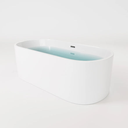 LACONCIA Modern Acrylic + Fiberglass Freestanding Soaking Bath Tub with Center Drainer 1.7m Length 5+ Year Warranty for Bathroom