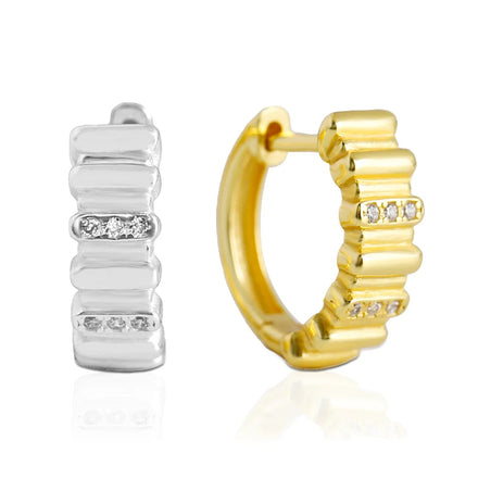 EH1587 Wholesale Fashion Jewelry 925 Sterling Silver Diamond Cubic Zircon Irregular Gold Plated Hoop Earring Jewelry for Women