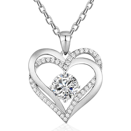 XGP58 925 Sterling Silver Fashion Love Heart Pendant Necklace Moissanite Birthstone Charms Fine Jewelry Gifts for Women