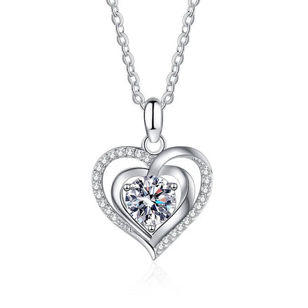 XGP151 925 Sterling Silver Cubic Zirconia Birthstone Fashionable Moissanite Fine Jewelry Love Heart Pendant Necklace for Women