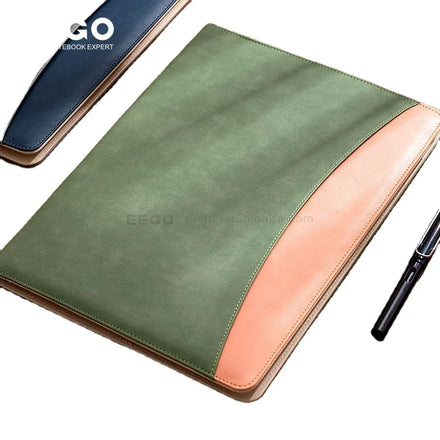 Custom Logo Professional Custom Leather Business Portfolio Bag File Folder A4 Document Folder Binder With Card Holder