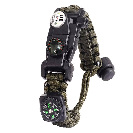 Bracelet Emergency Survival Kit Fire Starter Compass Whistle Flint Steel Scraper 50g Adjustable Length 300 Colors