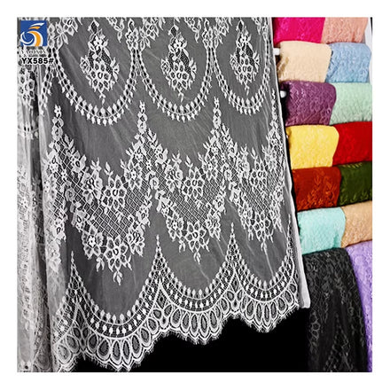 YX586 Readymade French Wide 1.5m Eyelash Lace Fabric Polyester Home Textile Curtain Eyelash Lace Fabrics