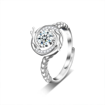 XJA016 Classic Silver Color Engagement Wedding Rings for Women Fashion Metal Inlaid White Moissanite Bridal Ring Jewelry