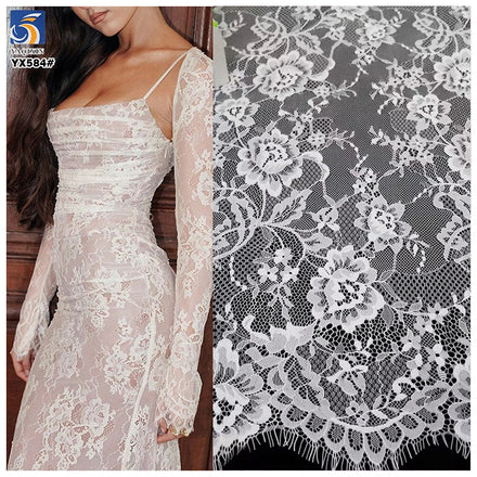 YX584 2025 Support Customized Colors European and American Wedding Lace Fabric Eyelash Lace Fabric for Bride