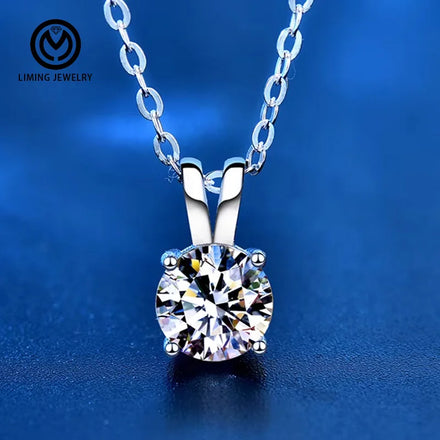 XMZ040 Custom Fine Jewelry Classic 925 Sterling Silver Diamond Pendant White VVS 1/2/3/0.5 CT Moissanite Pendant Necklace Women