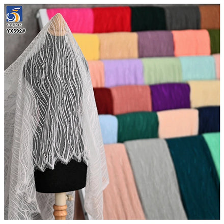 YX592 Latest Design Trends Eyelash Lace Fabric Multi-Color Custom Woman Wedding Dress Lace Veil Eyelash Lace Fabric