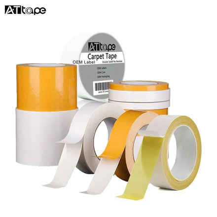 ATtape D-C Cloth Based Double-sided Carpet Tape 250mic 2-inch High Viscosity Soft Easy-Tear White Transparent Mesh Stitching for