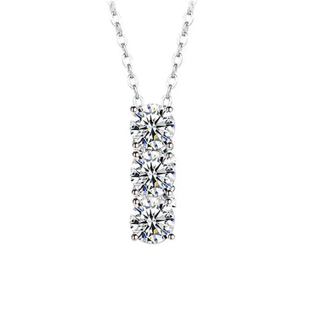 XMZ059 Fashion Design 3-Stone Sterling Silver 925 Pendant Sparkling Moissanite Diamond Fine Jewelry Necklace for Women Men