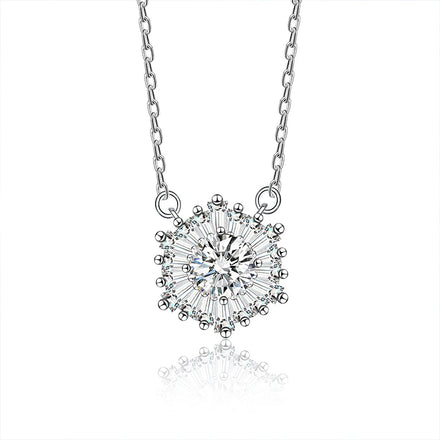 XMD002 Luxury Design 925 Sterling Silver 1Ct Moissanite Snowflake Star Pendant Necklace Women Fashion Fine Jewelry