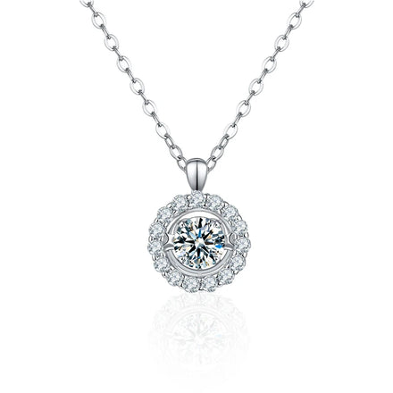 XMZ071 925 Sterling Silver 1ct Moissanite Flower Pendant Necklace Luxury Dainty Jewelry for Women for Parties