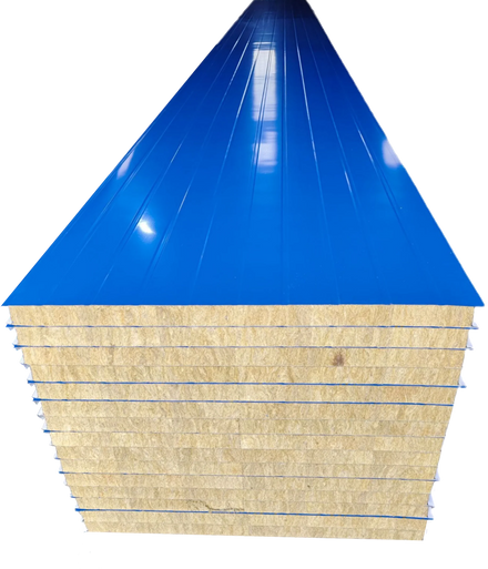 Factory Hot Sale Fireproof Metal Rock Wool Sandwich Panels for Prefabricated House Insulated Roof Panels