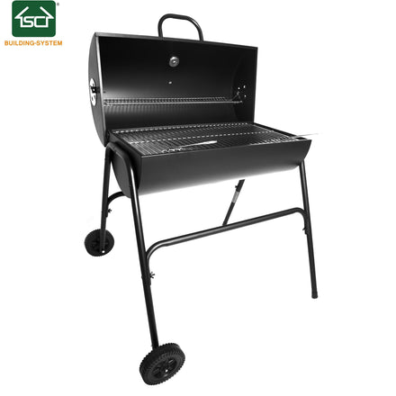 Modern Steel Powder Coated Charcoal BBQ Grill with Trolley for Garden Outdoor Camping