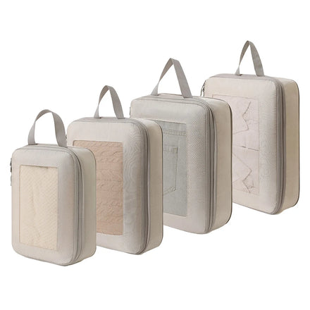 9 Piece Nylon Waterproof Luggage Set with Mesh Compression Packing Cubes Zipper Closure Shoe Drawstring Bag for Clothes Storage