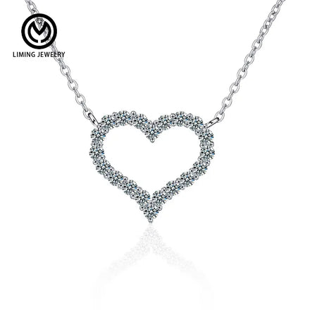XMZ073 Valentine's Day Gift S925 Sterling Silver Full Zircon Diamond VVS1 Moissanite Love Heart Pendant Necklace Fine Jewelry