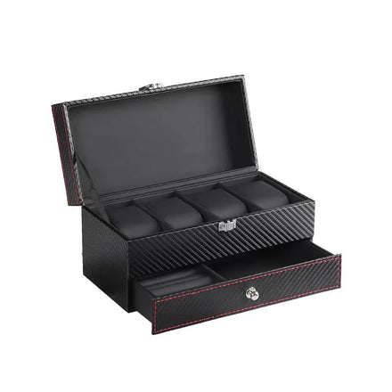 4pcs Microfiber PU Leather Watch Storage Box Double Layer PU Multi-Function Jewelry Case Box