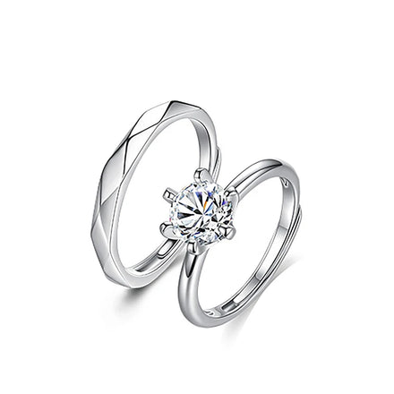 XJD014 Fashion Exquisite Silver Moissanite Rings for Women Men Adjustable Couple Engagement Wedding Gift Jewelry Wholesale