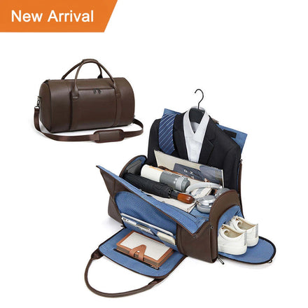 Unisex Folding Suit Bag Multi-functional Storage Bag Large Capacity Large PU Garment Duffle Bags for Travel